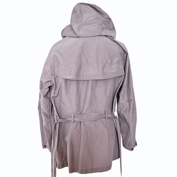 VTG‎ LL Bean Womens Utility Trench Coat Size S Belted Hooded Snap Zip Lavender - Picture 8 of 13